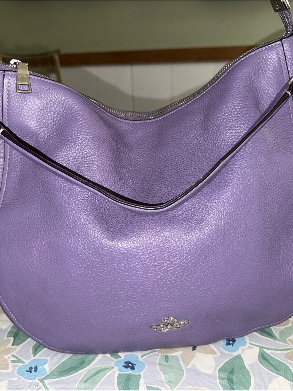 Coach Purple Pebbled Leather Shoulder Hobo - Picture 4 of 7